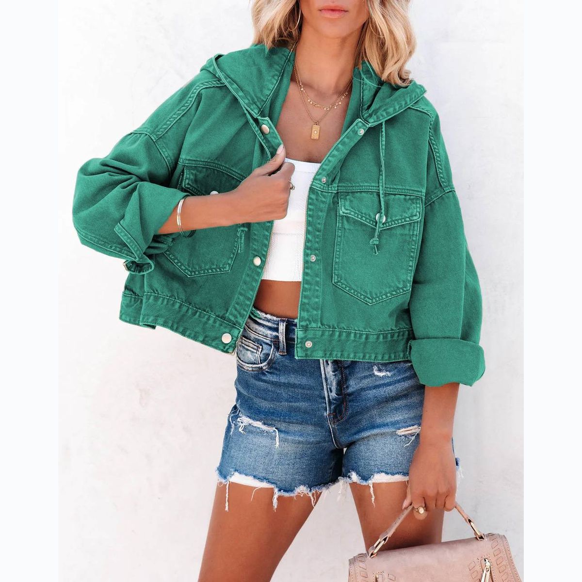 Women's Clothing Denim Jacket For Women Autumn And Winter New Street Drawstring Hooded Loose Jacket 606_ecoleips.com