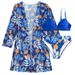 Women's Clothing Split Swimsuit Beach Cover Up Three Piece Bikini Gathered Sexy Swimsuit_ecoleips.com