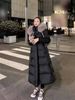 women's clothing women's long down coat with detachable fur hood, slim fit, w winter jacket, black gold with light/dark grey fur trim_ecoleips.com