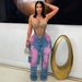 Women's Autumn/Winter Fashion Washed Distressed Denim Jeans Loose Stretch Patchwork Two Piece Trousers_ecoleips.com