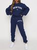 Women's Autumn And Winter Hip-hop Casual Street New York USA Letter Printed Round Neck Sweatshirt+sweatpants Set-492_ecoleips.com