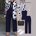 Women's Plus Size Three Piece Set Floral Print Top Solid Color Vest Straight Leg Pants Autumn Fashion Ensemble_ecoleips.com