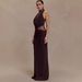 Women's Sexy Halter Lace Panel Sleeveless Bodycon Maxi Dress – Elegant Evening Party Gown_ecoleips.com
