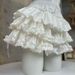 Creamy White Ruffled Midi Skirt for Women High-Waisted Slimming Petite Ballet Style Puffy Girly Cake Summer Skirt_ecoleips.com