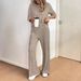 Women's Clothing Fashion Casual Straight Pants Temperament Loose Button Pit Striped Knitted Suit_ecoleips.com