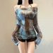 Aria Basics Women's Three-Piece Set Long Sleeve Fashion Tie-Dye Cover-Up Sexy Bikini Conservative Slimming Swimsuit_ecoleips.com