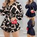 Cross-border European And American Spring New Women's Fashion Shirt, Elegant Commuter Printed Waist-cinching Pleated_ecoleips.com