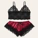 Sexy Lingerie Lace Split Three Point Sexy Suspenders See Through Pajamas And Pants Sets_ecoleips.com