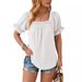 Cross-border European American Women's Fashion 2025 Spring-summer New Chiffon Pom-pom Short-sleeve Top With_ecoleips.com