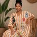 African Women's plus Size Long Dress V Neck Striped Slimming Loose Style Vacation Clothing New 2026 in Stock_ecoleips.com