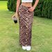 Women's High-Waisted Midi Skirt Leopard Print Knit Knee-Length Fitted Spring New Arrival_ecoleips.com