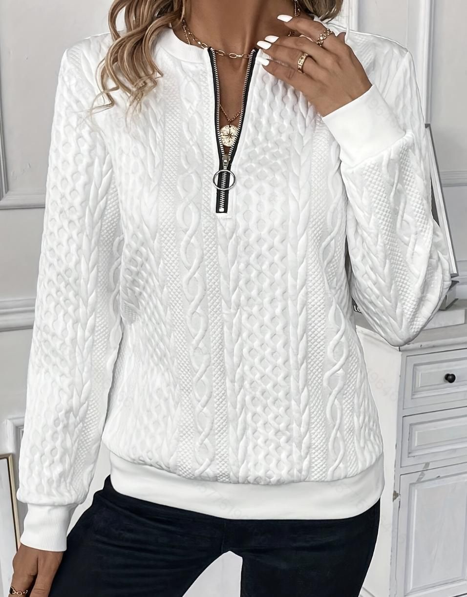 2026 European And American Cross-Border Women's Autumn Winter Quilted Zipper Casual Sweatshirt_ecoleips.com