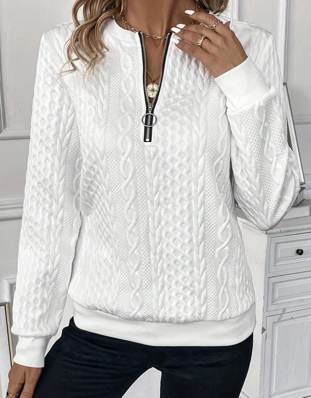 2026 European And American Cross-Border Women's Autumn Winter Quilted Zipper Casual Sweatshirt_ecoleips.com