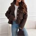 Women's Clothing Autumn New Fashion Solid Color Lapel Button Decorated Plush Coat_ecoleips.com