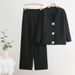 Women's Large Button Knitted Sweater And Wide Leg Pants Two Piece Suit Casual Loose Fit Autumn Winter Trendy Outfit_ecoleips.com