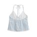 Women's Clothing Fashion Design Contrast Color Stripes Halter Strap_ecoleips.com