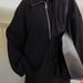Minimalist Zip-Up Knit Turtleneck Set - Oversized High-Neck Sweater & Long Skirt, Polyester Workwear Essentials_ecoleips.com