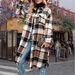 Overseas Trade New Large-size Women's Medium And Long Lazy Loose Autumn And Winter Plaid Long-sleeved Woolen Jacket_ecoleips.com