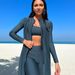 Women's Clothing New Muslim Conservative Solid Color Long Sleeved Trousers Sun Protection Beach Swimwear Three Piece Swimsuit_ecoleips.com