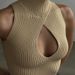 Women's Clothing Women's Autumn New High Neck Sleeveless Chest Hollow Design Knitted Fabric Threaded Short Vest_ecoleips.com
