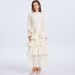 Muslim Dress Women's Long Evening Gown Embroidered Banquet Annual Meeting Dress Long Sleeved Heavy Duty Three Dimensional Floral Layered Cake Dress_ecoleips.com