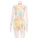 Women's Ethnic Print Two Piece Set Strapless Halter Neck Top With Loose Shorts Fashionable Style_ecoleips.com