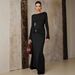 Women's Clothing "Sophisticated Burgundy Knit Dress – Metallic Accents & Slim Fit For Women"_ecoleips.com