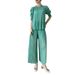 Audday Heavy Pleated Summer 2025 Elegant Two-Piece Slimming Beaded Short Sleeve Top Loose Casual Wide-Leg Pants Set_ecoleips.com