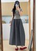 K New High Waisted Hanging A-line Long Skirt Workwear Half Skirt_ecoleips.com