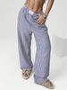 Women's High-Waisted Wide-Leg Pants Casual Striped Trousers Loose Fit Harajuku Style Comfortable Lounge Pants_ecoleips.com