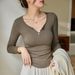 2025 #High Quality # Modal Cotton Button Half Open Collar T-Shirt For Women's Long Sleeve 2025 Autumn New Collection Interior_ecoleips.com
