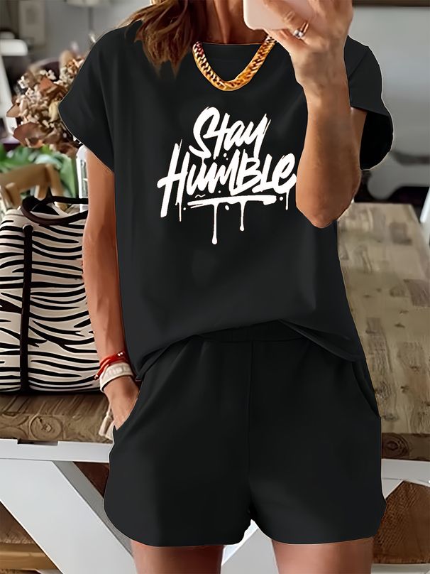 Women’s 2 Piece Outfit Set – Oversized Graphic T-Shirt And Biker Shorts Matching Set, Casual Summer Lounge Tracksuit For Daily Wear-347_ecoleips.com