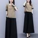 Audday Women's Summer Outfit Plus Size Loose Fit For Chubby Moms Middle-aged Fashionable Stylish Belly Covering Wide-leg Pants_ecoleips.com