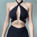 2022 New Halter Neck Camisole For Women, Outerwear, Base Layer, Hollow Out, Chest-Enhancing, Sexy Short Design Top_ecoleips.com
