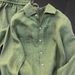 Women’s Linen Shirt & Wide-Leg Pants Set – Breathable Spring/Summer Two-Piece Outfit In Sage Green_ecoleips.com