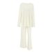 European And American Summer New Loose Comfortable Jacquard Knitted Sleeve Long Pants Pajama Set Cross-Border_ecoleips.com