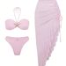 Women's Clothing American Style Three Piece Swimsuit Sexy Two Piece Set With Short Skirt For Beach Vacation Polyester Bikini_ecoleips.com