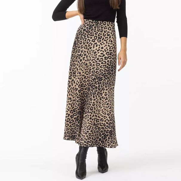 2025 Summer Women's Fashion Leopard Print High Waist Bohemian Flared A-line Skirt_ecoleips.com