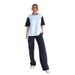 Women's Clothing Summer Contrast Color Round Neck Short Sleeve T Shirt Fashion Casual Wide Leg Pants Set_ecoleips.com
