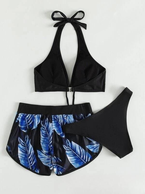 Women’s Clothing new women's fashion multi color printing high end sexy bikini BIKINI three piece swimsuit_ecoleips.com