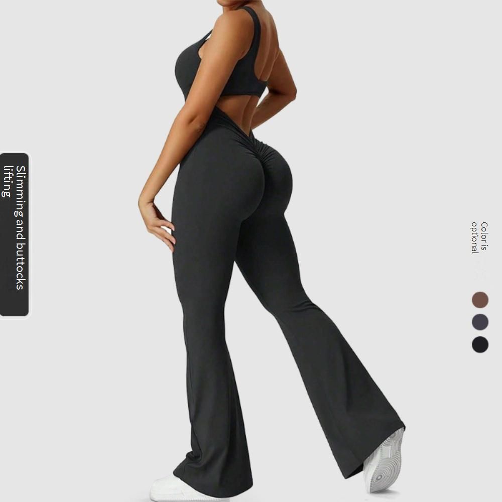 Women's Clothing Wide-leg Horn Jumpsuit Sexy Backless Sports Yoga Jumpsuit_ecoleips.com