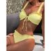 Women's Clothing Lace Trim Bikini Set Beachwear Swimsuit Sexy Triangle Bikini Set With Lace Trim | High-Cut Swimsuit For Women | 80% Nylon Beachwear_ecoleips.com