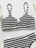Women's Clothing Women's Two Piece Swimsuit Black White Color Blocking Sexy Bikini For Formal & Casual For Women_ecoleips.com