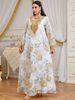 Women's Clothing Women's High-Quality Elegant Printed Collar Dress Lace Trim Middle Eastern Arabian Fashion Modest Abaya Dress_ecoleips.com