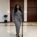 Women's Fashionable Two Piece Dress Set New Style Hot Stamped Pleated Suit_ecoleips.com