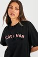 Women's Casual Black T-Shirt Simple round Neck Short Sleeve Breathable Cotton Polyester Top with Loose Letter Print for Spring/Autumn & Summer_ecoleips.com