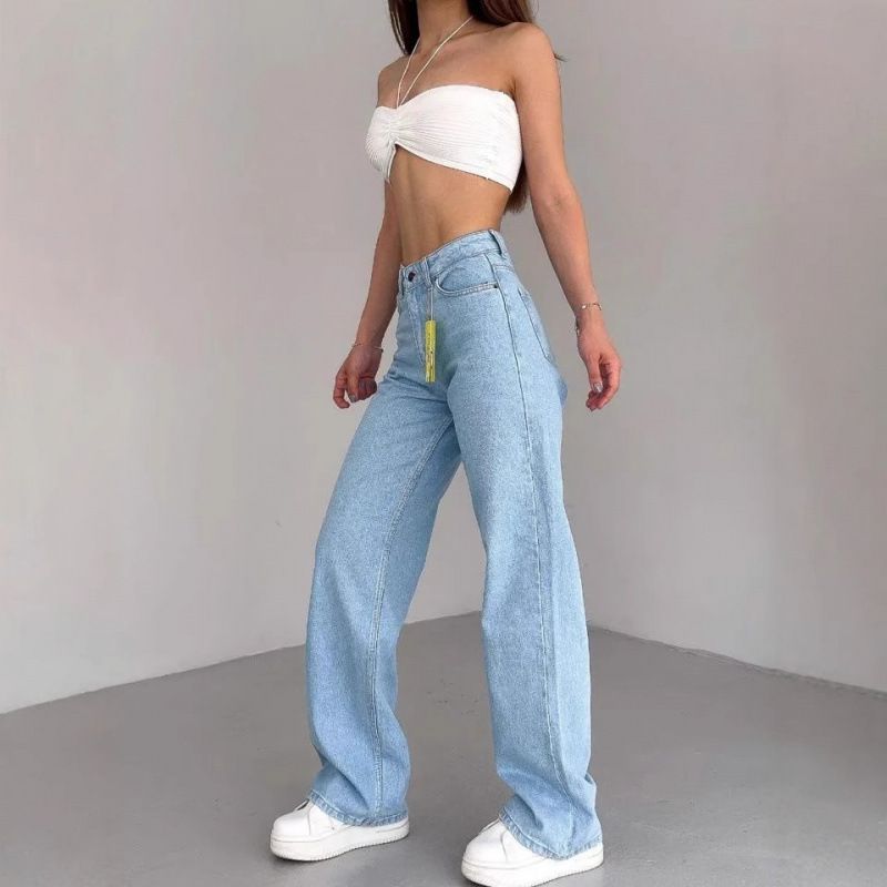 High Street plus Size Straight Leg Jeans for Women Fashionable Slim Fit Trousers Elegant Russian Cross Border Trade Style Spring Autumn_ecoleips.com