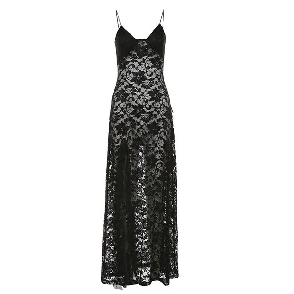 2024 Cross-Border European And American Style Summer New Women's Solid Color Slim High Waist Fashion V-Neck Strap Mesh_ecoleips.com