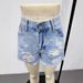 Women's Clothing Distressed Slim Fit Tassel Denim Stretch Comfort Shorts Casual Jeans For Ladies_ecoleips.com