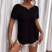 T-shirt Spring And Summer New Loose Casual Back Hollow Round Neck Short Sleeved High-end Women's Top_ecoleips.com